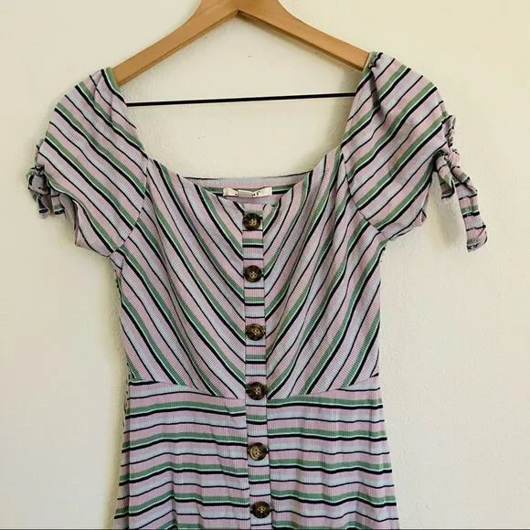 Miami striped Button Front Mini Dress Size Small - Picture 4 of 7